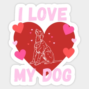 I love my dog love hearts design Sticker